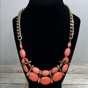 Charming Charlie Gold and Salmon Statement Necklace